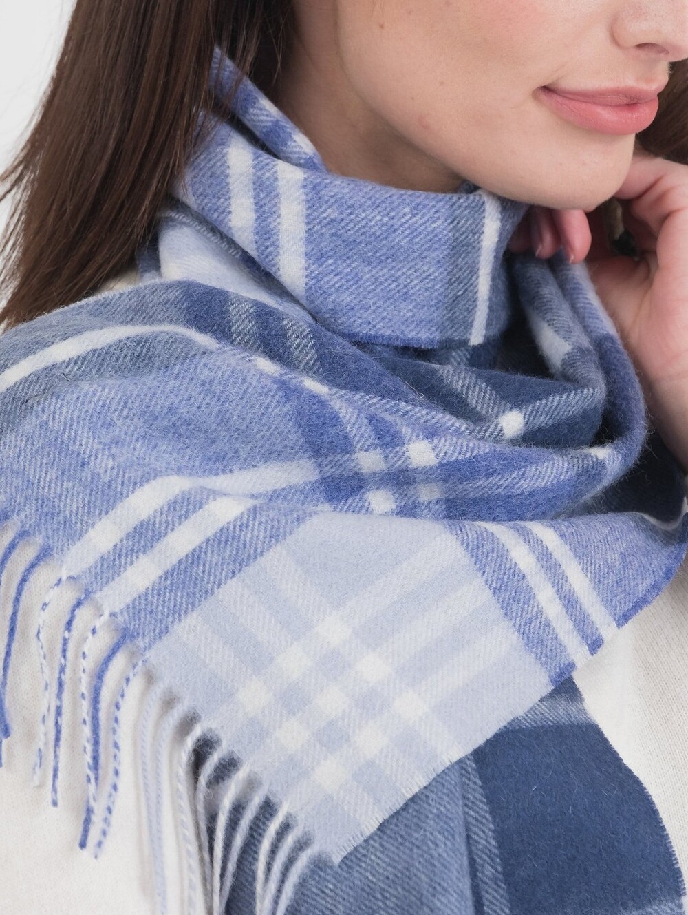 Kiltane Scotland Square Check Rectangle 100% Lambswool Fringe Unisex Scarf